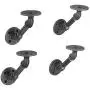 Rustic Industrial Angle Shelf Brackets - 4 Inch Pipe Double Flange Bracket Set of Four, Iron Metal Grey Black Fittings, Custom DIY Floating Shelves, Wall Mounted Vintage Furniture Decorations, 4 Pack Rustic Industrial Angle Shelf Brackets - 4 Inch Pipe Double Flange Bracket Set of Four, Iron Metal Grey Black Fittings, Custom DIY Floating Shelves, Wall Mounted Vintage Furniture Decorations, 4 Pack