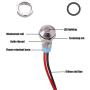 smseace 5PCS White DC/AC12V-24V Energy Saving 1/4‘’ Indicator Light Mounting Hole 6mm with 150mm Cable Length Metal Waterproof LED Indicator Light DQ-6T-W-12