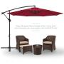 Best Choice Products 10ft Offset Hanging Market Patio Umbrella w/Easy Tilt Adjustment, Polyester Shade, 8 Ribs for Backyard, Poolside, Lawn and Garden - Burgundy