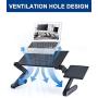Adjustable Laptop Table, RAINBEAN Laptop Stand for Bed Portable Lap Desk Foldable Laptop Workstation Notebook Riser with Mouse Pad Side Ergonomic Computer Tray Reading Holder TV Bed Tray Standing Desk
