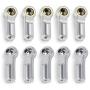 10Pcs Link Rod End Joint Aluminum Bend/Curved Ball Joints M3 Metal Ball End Head Holder Tie for 1/10 RC Axial SCX10 90046 (Silver)