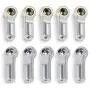 10Pcs Link Rod End Joint Aluminum Bend/Curved Ball Joints M3 Metal Ball End Head Holder Tie for 1/10 RC Axial SCX10 90046 (Silver)