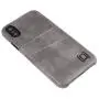 Dockem Wallet Case for iPhone X/XS: Built-in Metal Plate for Magnetic Mounting & 2 Credit Card Holders, 5.8'' Exec M2 Synthetic Leather (Grey)