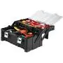 KETER 22 Inch Cantilever Plastic Portable Tool Box Organizer with Metal Latches for Small Parts, Hardware and Tool Storage and Organization