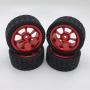 lahomia 67x27mm Wheel Rim and Tires 1:14 RC Car Buggy Tyre for Wltoys 144001 Upgrade Parts Accessories, Pack of 4 - Red