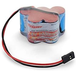 Tenergy NiMH Receiver Battery with Hitec Connector, 6V 1600mAh High Capacity Rechargeable Side by Side Hump Battery Pack for RC Cars