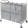 Simple Houseware 4-Bag Heavy Duty Laundry Sorter Rolling Cart, Silver Simple Houseware 4-Bag Heavy Duty Laundry Sorter Rolling Cart, Silver