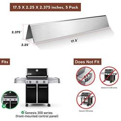 QuliMetal 7620 17.5 Inches Flavor Bars for Weber Genesis 300 Grill Parts, Genesis E310 E320 E330 S310 S330 EP-310 EP-320 EP-330 Grills (with Front Control Knobs), Stainless Steel Heat Plate