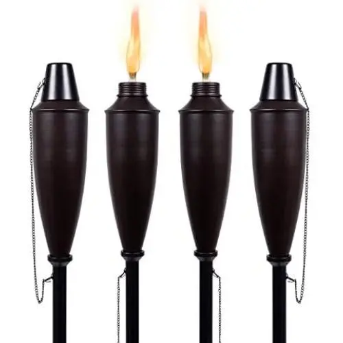 BIRDROCK HOME 4 Pack Outdoor Garden Torches (Improved 2020 Version) - Oil Rubbed Bronze - Flame Light Torch - Backyard Garden Patio Lighting - Metal Lamp - Decorative Urban Lantern BIRDROCK HOME 4 Pack Outdoor Garden Torches (Improved 2020 Version) - Oil Rubbed Bronze - Flame Light Torch - Backyard Garden Patio Lighting - Metal Lamp - Decorative Urban Lantern