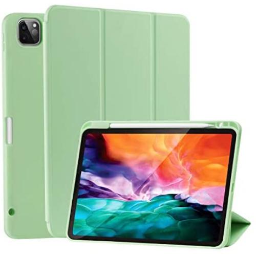 SIWENGDE Case for iPad Pro 11 Inch 2020 2nd Generation Support iPad 2nd Pencil Charging & Pair, Slim Lightweight Trifold Stand Smart Protective Case Cover for Kids, Auto Wake/Sleep (Green)