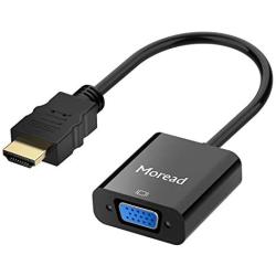 Moread HDMI to VGA, Gold-Plated HDMI to VGA Adapter (Male to Female) for Computer, Desktop, Laptop, PC, Monitor, Projector, HDTV, Chromebook, Raspberry Pi, Roku, Xbox and More - Black