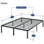 Olee Sleep 18'' Heavy Duty Queen Steel Slat, No Box Spring Needed, Black