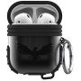 Lauzq Metal Airpods Case,Hard Case Cover Full Protective Skin Cover Shockproof Compatible Airpods 1&2 Charging Case(Not for Wireless Charging),Dual-Layer Silicone & Anti-Lost Keychain