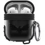 Lauzq Metal Airpods Case,Hard Case Cover Full Protective Skin Cover Shockproof Compatible Airpods 1&2 Charging Case(Not for Wireless Charging),Dual-Layer Silicone & Anti-Lost Keychain