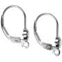 Sterling Silver 4mm CZs Lever Back Earring Parts with Ring 1-Pair