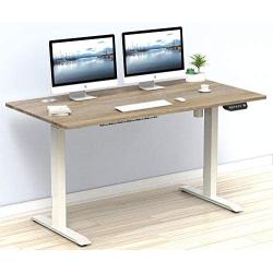 SHW 55-Inch Large Electric Height Adjustable Computer Desk, 55 x 28 Inches, Oak