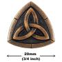 Bezelry 12 Pieces Triangle Celtic Trinity Knot Metal Shank Buttons. 20mm (3/4 inch) (Antique Copper)