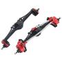 Baoer RC Car Accessories, Metal Front Rear Axle Housing Shell Modified Parts Bridge for 1/10 RC Crawler Car for Axial Capra 1.9 UTB Front axle + Rear axle Black red