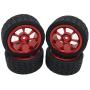 lahomia 67x27mm Wheel Rim and Tires 1:14 RC Car Buggy Tyre for Wltoys 144001 Upgrade Parts Accessories, Pack of 4 - Red