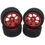 lahomia 67x27mm Wheel Rim and Tires 1:14 RC Car Buggy Tyre for Wltoys 144001 Upgrade Parts Accessories, Pack of 4 - Red lahomia 67x27mm Wheel Rim and Tires 1:14 RC Car Buggy Tyre for Wltoys 144001 Upgrade Parts Accessories, Pack of 4 - Red