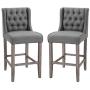 HOMCOM 40'' Tufted Wingback Counter Height Armless Bar Stool Dining Chair Set of 2, Grey