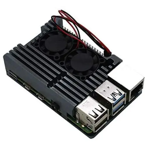 Treedix Metal Aluminium Alloy Armor Case Pi 4 Case, with Dual Cooling Fan Heatsink Compatible with Raspberry Pi 4 Model/Pi 4B (Black) Treedix Metal Aluminium Alloy Armor Case Pi 4 Case, with Dual Cooling Fan Heatsink Compatible with Raspberry Pi 4 Model/Pi 4B (Black)