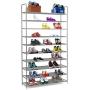 Halter Shoe Rack 10-Tier Shoe Rack Storage Organizer, Stackable Space Saving Shoe Shelf (Grey)