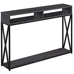 Convenience Concepts Tucson Deluxe 2-Tier Console Table, Charcoal Gray/Black