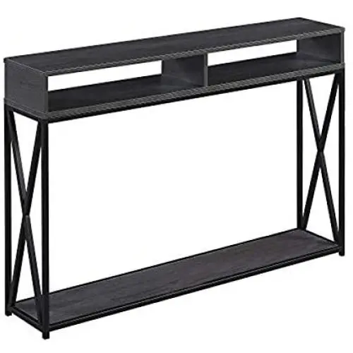 Convenience Concepts Tucson Deluxe 2-Tier Console Table, Charcoal Gray/Black Convenience Concepts Tucson Deluxe 2-Tier Console Table, Charcoal Gray/Black