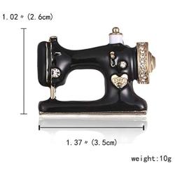 Sewing Gifts for Women, Vintage Decor Sewing Brooch Gifts for Women（2 Pieces）, Black Enamel Machine Brooch Pin Jewelry