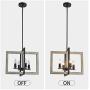 TZOE Farmhouse Kitchen Island Pendant Lighting fixtures White Oak Wood Color&Black Metal Finish 4-Light Rustic Chandelier