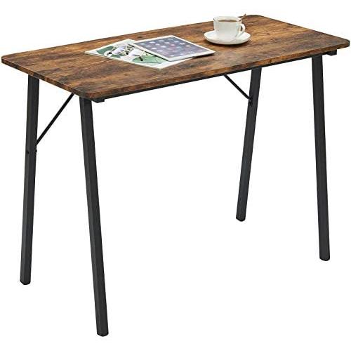 Writing Computer Desk Modern Simple Study Table Kids Desk Small Industrial Home Office Wood Work Desk with Metal Legs Tiny Desk for Bedroom, 39.4 x 18.9 x 29.1 inch Vintage Brown