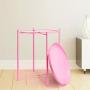 CERBIOR Tray End Table, Round Metal Tray Table Side Sofa Table Anti-Rust and Waterproof Outdoor & Indoor Snack Table Accent Coffee Table Bright Pink