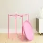 CERBIOR Tray End Table, Round Metal Tray Table Side Sofa Table Anti-Rust and Waterproof Outdoor & Indoor Snack Table Accent Coffee Table Bright Pink
