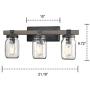 CLAXY Glass Mason Jar Wall Sconces Faux Distressed Metal 3 Light Bath Vanity Lights