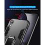 iPhone XR Case, Heavy Duty Shockproof Phone Cover with Magnetic Car Mount Metal Ring Kickstand for Apple iPhone XR 6.1inch - Black