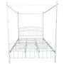 JURMERRY Queenl Size Metal Canopy Bed Frame with Ornate European Style Headboard & Footboard Sturdy Assembly All Parts Included (White, Queen)