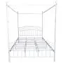 JURMERRY Queenl Size Metal Canopy Bed Frame with Ornate European Style Headboard & Footboard Sturdy Assembly All Parts Included (White, Queen) JURMERRY Queenl Size Metal Canopy Bed Frame with Ornate European Style Headboard & Footboard Sturdy Assembly All Parts Included (White, Queen)