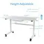 Atlantic Crank Adjustable Height Desk - Sit or Stand at This Large Workspace, Heavy Gauge Steel Frame in White