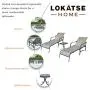 LOKATSE HOME Outdoor Patio Adjustable Metal Chaise Lounge Chair Recliner Set of 2 with 1 Glass Top Bistro Table - Grey LOKATSE HOME Outdoor Patio Adjustable Metal Chaise Lounge Chair Recliner Set of 2 with 1 Glass Top Bistro Table - Grey