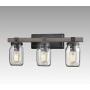 CLAXY Glass Mason Jar Wall Sconces Faux Distressed Metal 3 Light Bath Vanity Lights
