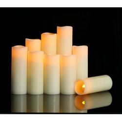 HANZIM Flameless Candles Battery Operated Candles 4'' 5'' 6'' 7'' 8'' 9'' Set of 9 Ivory Real Wax Pillar LED Candles with 10-Key Remote and Cycling 24 Hours Timer (Ivory 9 Pack)