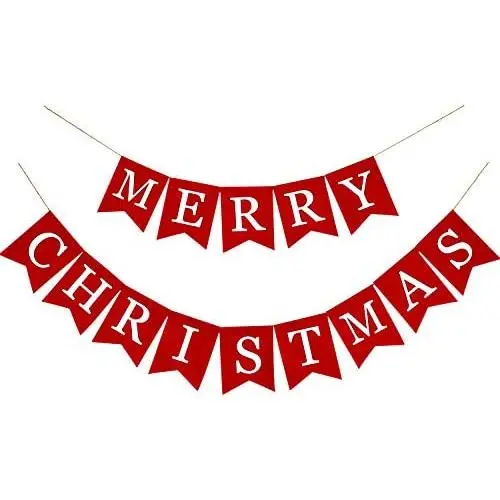 Whaline Merry Christmas Canvas Banners, Red Christmas Bunting Garland, Hanging Xmas Decorations for Fireplace Wall (13ft in Total) Whaline Merry Christmas Canvas Banners, Red Christmas Bunting Garland, Hanging Xmas Decorations for Fireplace Wall (13ft in Total)