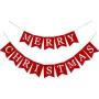 Whaline Merry Christmas Canvas Banners, Red Christmas Bunting Garland, Hanging Xmas Decorations for Fireplace Wall (13ft in Total)