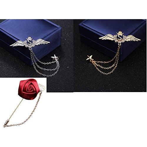 3 Pieces Brooch for Men Suit Shirt Stud Brooch Lapel Pin Brooch Pin Chain Tassel Brooch Pin with Crystal Beads for Suit Shirts Brooch Lapel by TQsuen, Including 1 Flower Lapel Pins, Angel Wings Style 3 Pieces Brooch for Men Suit Shirt Stud Brooch Lapel Pin Brooch Pin Chain Tassel Brooch Pin with Crystal Beads for Suit Shirts Brooch Lapel by TQsuen, Including 1 Flower Lapel Pins, Angel Wings Style