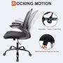Komene Home Office Chair, Ergonomic Office Chair Large Seat, Desk Chair with Wheels,330 lb Mesh Executive Chair with Flip-up Arms,Swivel Task Chair Gaming Lumbar Support, Adjustable Height,Metal Base