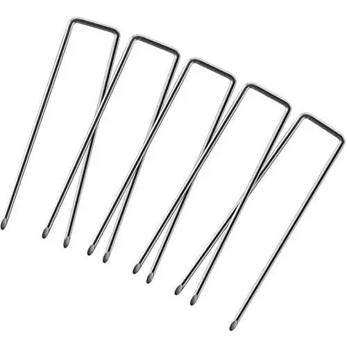 Ohuhu 100 Pack 6 Inch Steel Garden Stakes Landscape Staples, Thicken 11-Gauge Anti-Rust Heavy Duty Garden Staples, Sod Fence Pins for Landscaping, Ground Cover, Weed Barrier Fabric, Irrigation Tubing Ohuhu 100 Pack 6 Inch Steel Garden Stakes Landscape Staples, Thicken 11-Gauge Anti-Rust Heavy Duty Garden Staples, Sod Fence Pins for Landscaping, Ground Cover, Weed Barrier Fabric, Irrigation Tubing