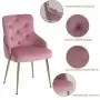 FCQuality Velvet Vanity Chair with Tufted Back Gold Metal Legs Dining Chair Mid Century Modern Upholstered Accent Desk Chair for Living Room Home Office Bedroom, Pink FCQuality Velvet Vanity Chair with Tufted Back Gold Metal Legs Dining Chair Mid Century Modern Upholstered Accent Desk Chair for Living Room Home Office Bedroom, Pink