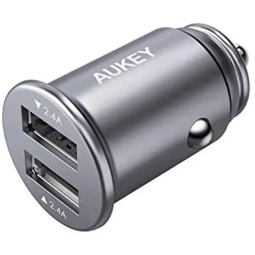 AUKEY Car Charger with 24W Output, Aluminum Alloy Flush Fit & 4.8A Dual USB Ports for iPhone Xs/Max/XR/X, iPad Air/Pro, Samsung Galaxy Note8 and More AUKEY Car Charger with 24W Output, Aluminum Alloy Flush Fit & 4.8A Dual USB Ports for iPhone Xs/Max/XR/X, iPad Air/Pro, Samsung Galaxy Note8 and More