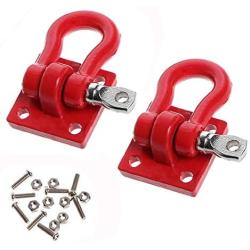 ShareGoo Metal Climbing Trailer Tow Hook Hooks Buckle Winch Shackles Accessory for 1/10 Scale RC Crawler Truck D90 SCX-10 Climbing Car,Red